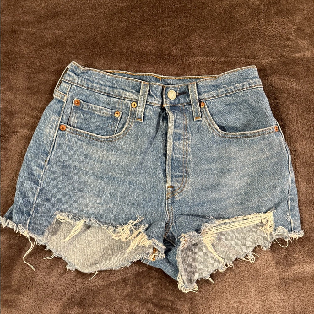 Levi's Blue Distressed Jean Shorts